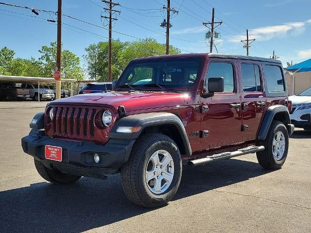 2021 Jeep Wrangler Unlimited Sport S in Maroon — front three-quarter view