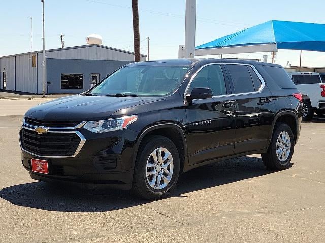2021 Chevrolet Traverse LS in Mosaic Black Metallic — front three-quarter view